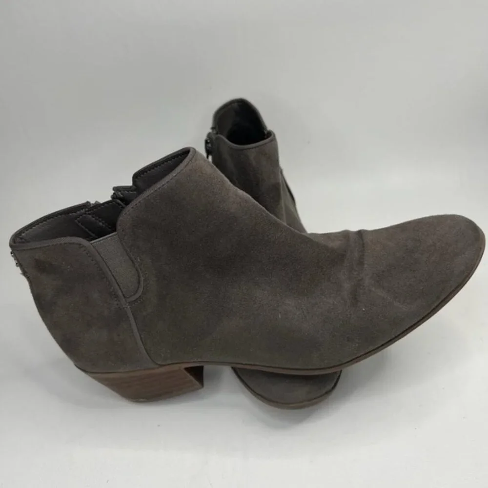 Circus Sam Edelman Preston Ankle Low‎ Heel Booties Side Zip Faux Suede Size 7